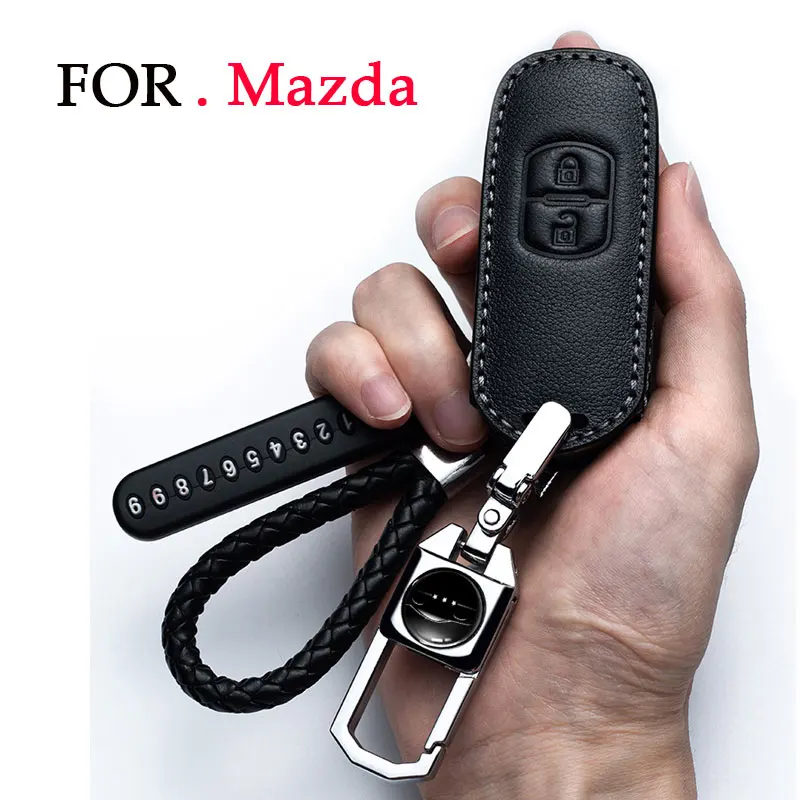 

RED Leather Car key case For Mazda CX4 CX5 CX8 ATENZA Mazda 3 Axela 6 20112017 2019 Zinc alloy Keychain protective cover