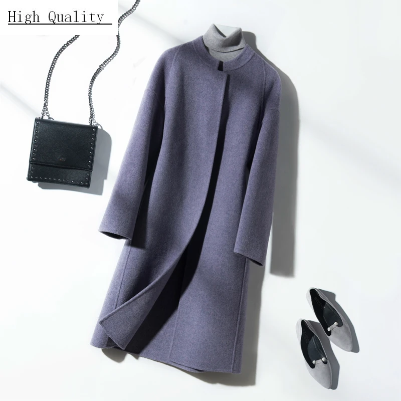 

Women Long Coat Autumn Winter Wool Jackets Alpaca Coats Female Double-sided Woolen Thick Clothes Spring Jacket LWL1302