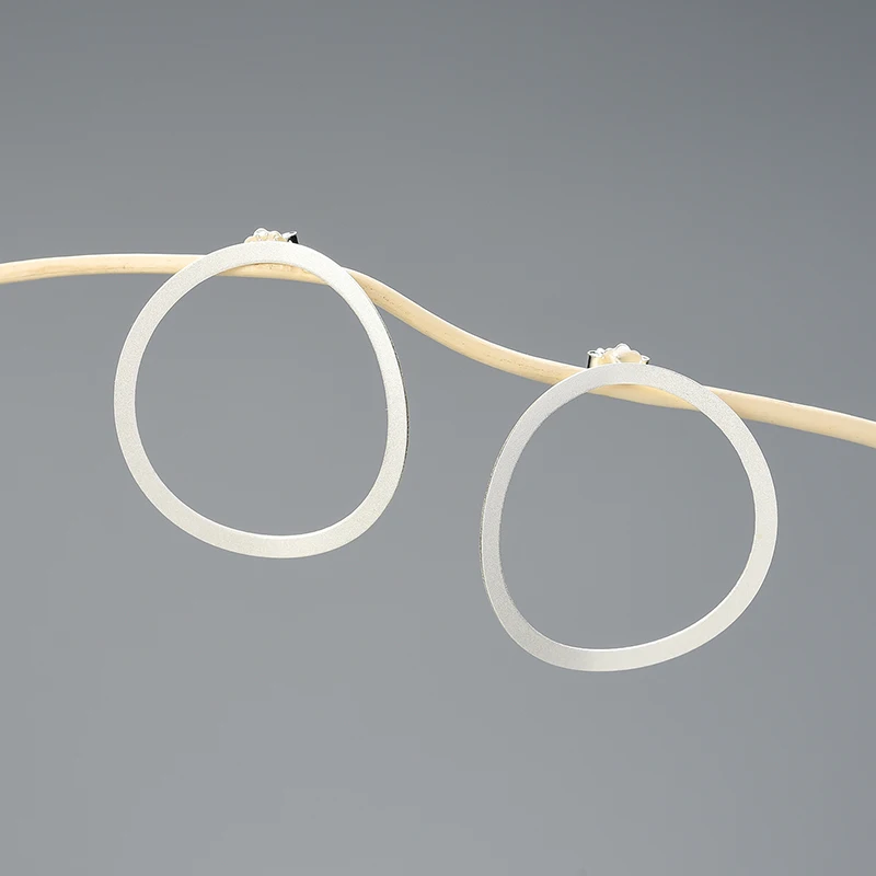 Big Round Circle Dangle Earrings 925 Sterling Silver Statement - Image 2