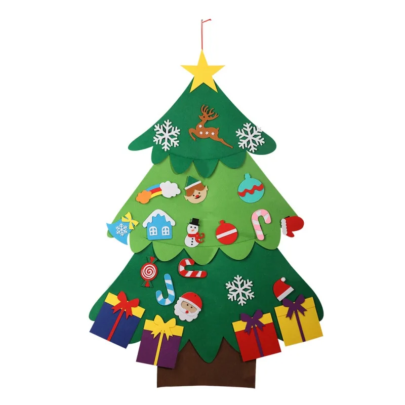 DIY Войлок Рождественская елка с орнаментом Детские Рождественские подарки новогодний дверной настенный Рождественский Декор