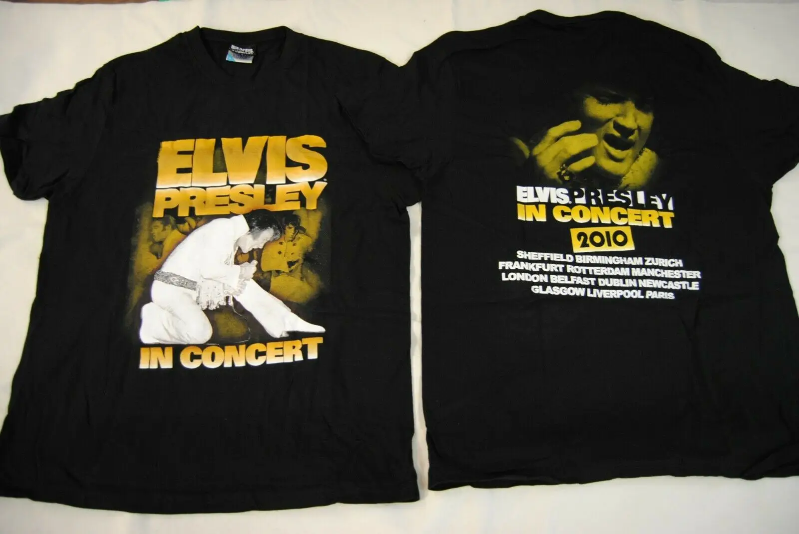 ELVIS PRESLEY комбинезон в концерте 2010 Тур футболка официальный редкий хлопок Повседневная рубашка Белый Топ