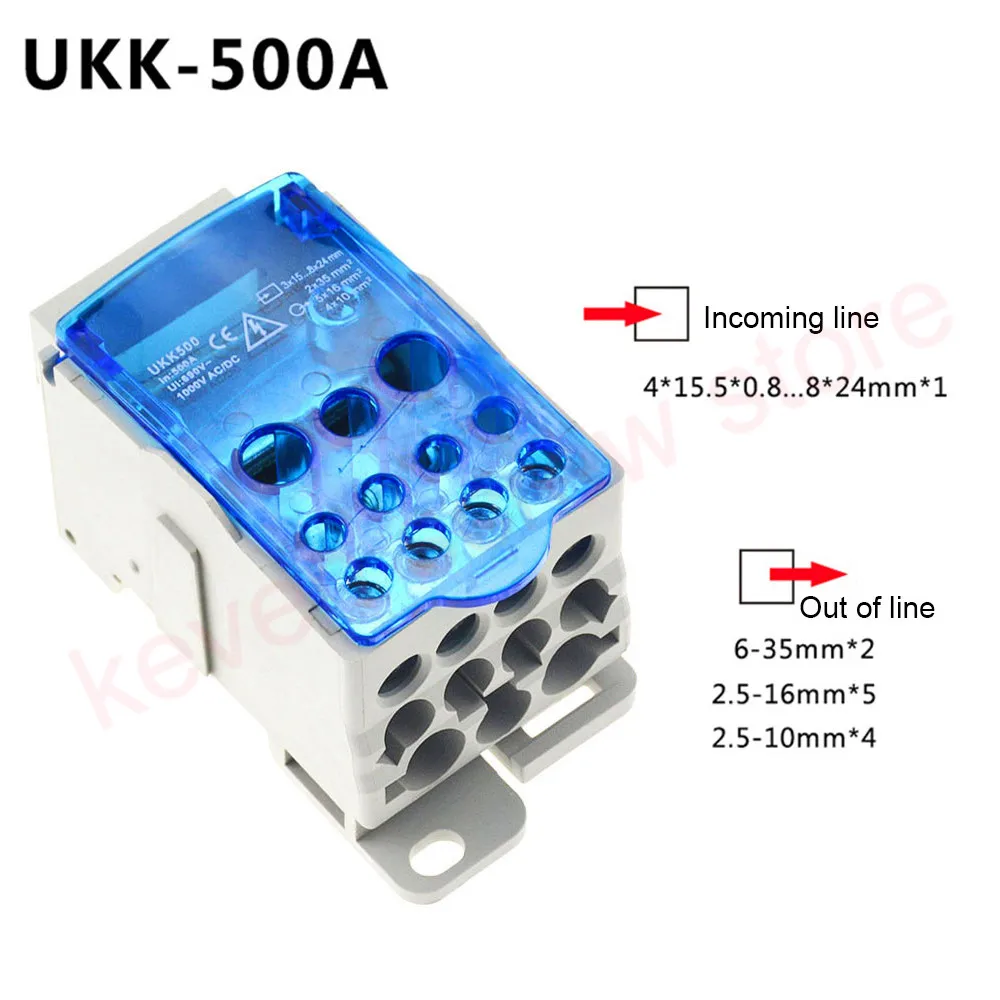 UKK500A UKK80A 125A 160A 250A 400A 500A клеммный блок 1 во многих из din-рейку распределительная коробка Универсальный электрический провод разъем - Цвет: UKK500A