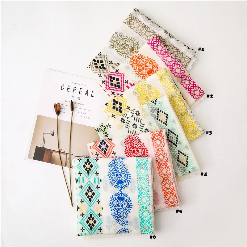 

2019 Newest Women Geometry Pattern Gold Foil Pattern Scarf 6Colors 10pcs/lot