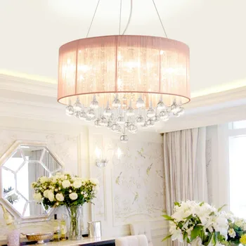 

Bedroom dining room decoration lamp LED living room warm chandelier fabric lamp crystal modern chandelier LB12077