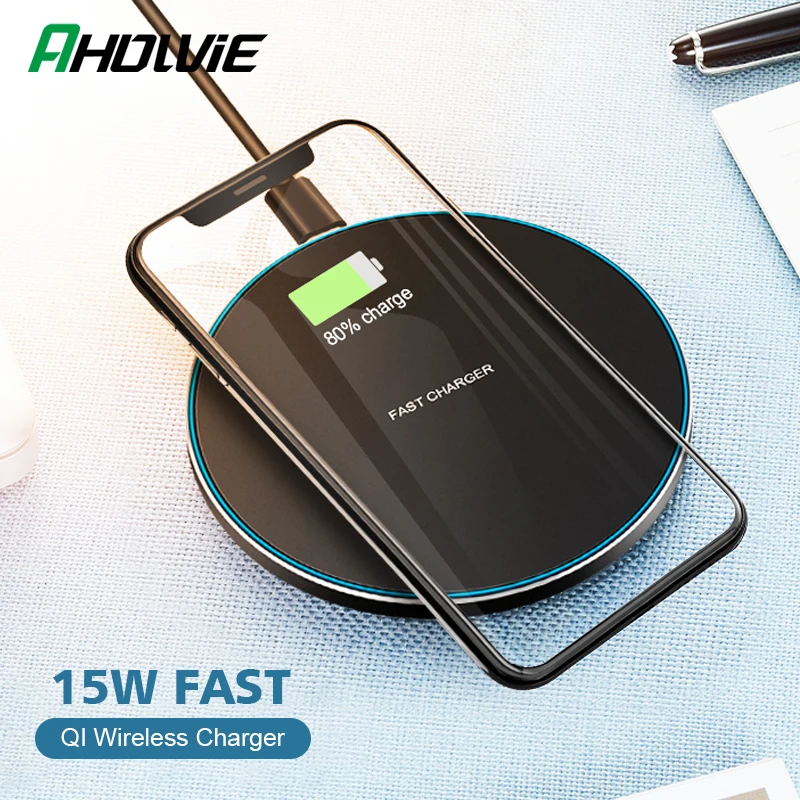 Cargador Inalambrico 15W untuk iPhone 11 Pro Max Samsung S10 Catatan 10