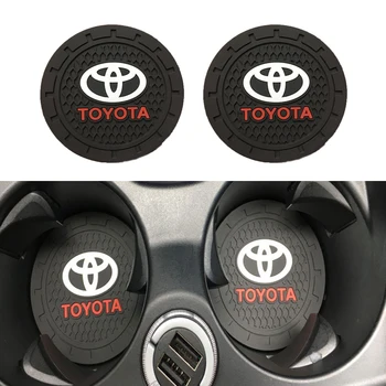 

2pcs 7cm car interior carpet water coaster silicone pad car anti-dirty pad for Toyota Corolla rav4 Camry Yaris crown accessories