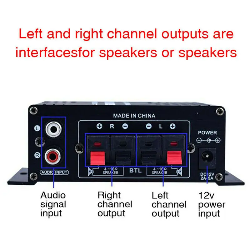 1PC Newest 400W DC12V Dual Channel Mini HIFI AUX Power Amplifier For AK 170 With Blue LED Light Car Home Club Party Music voice amplifier