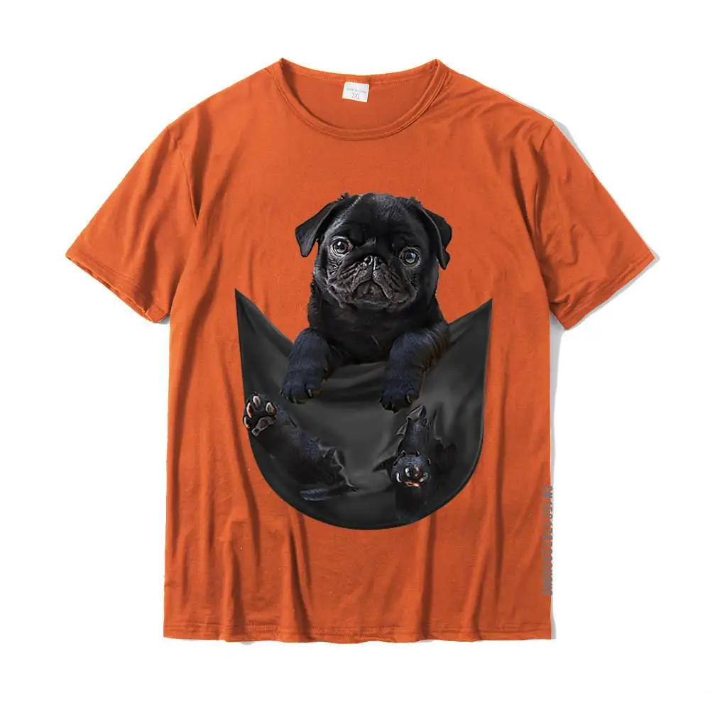 Slim Fit Mens Coupons Funny Tops & Tees Crewneck VALENTINE DAY Pure Cotton T Shirts Casual Short Sleeve Tee Shirt Funny Black Pug In Pocket T-Shirt__MZ20584 orange