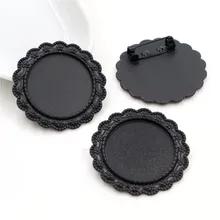 Новая мода 2шт 25 мм Внутренний размер черный цвет Брошь Мода Кабошон База Установка(A6-42