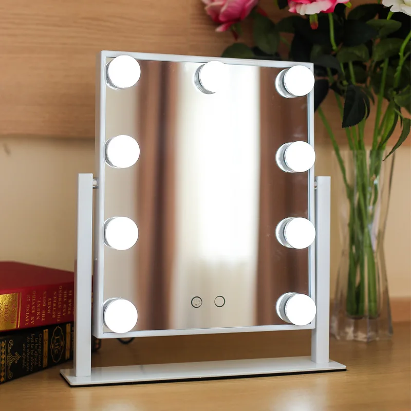 Синий Hollywood 9LED Makeup Vanity Mirror With Lights Square Vintage Table Mirror Lamps Touch Dimmers Salon Espejo de Maquillaje - Цвет: Синий