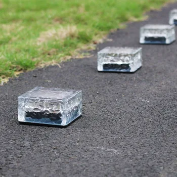 

Cross Border Hot Pin 4LED Solar Ice-cream Brick Lamp Glass Led Brick Light Outdoor Courtyard Lawn Decoration Underground Lamp Wa