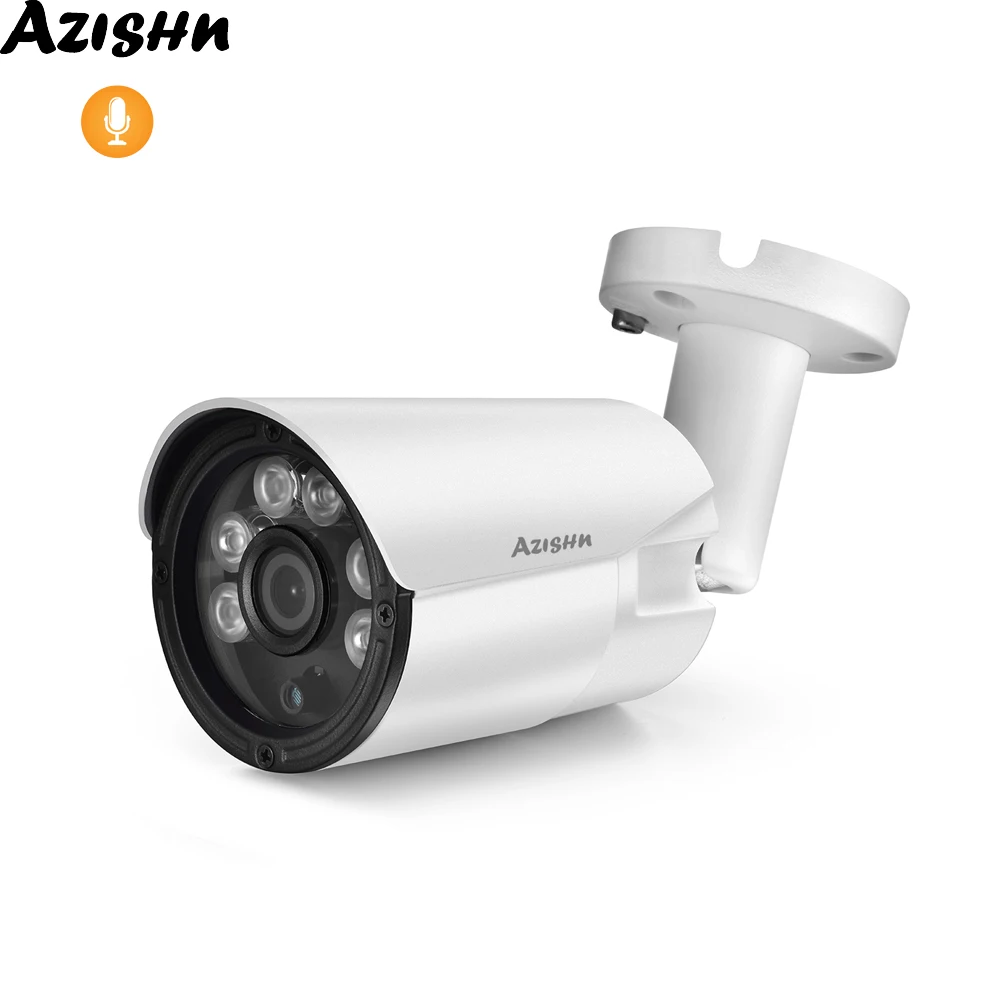 AZISHN H.265 IP POE 2.0MP камера безопасности Аудио запись Открытый Водонепроницаемый 1080P ночного видения Onvif видео камеры наблюдения