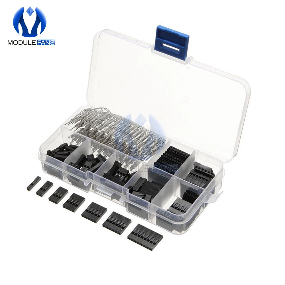 

310PCS 7 Size Kind 1P/2P/3P/4P/5P/6P/8P Female Male Pin 2.54mm Dupont Jumper Crimp Wire Pin Header Connector Assortment Kit
