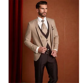 

New Classic Men’s Suit Smolking Noivo Terno Slim Fit Easculino Evening Suits For Men Brown Formal Custom Blazer Wedding Prom Tux