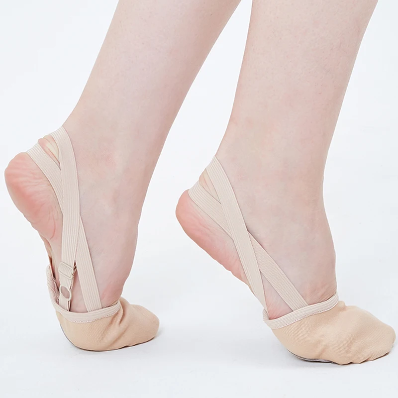 MIKIBANA Elastics Material Design Rhythmic Gymnastics Knitted Soft Shoes,Ballet Dance Half Socks Shoes Skin Color 