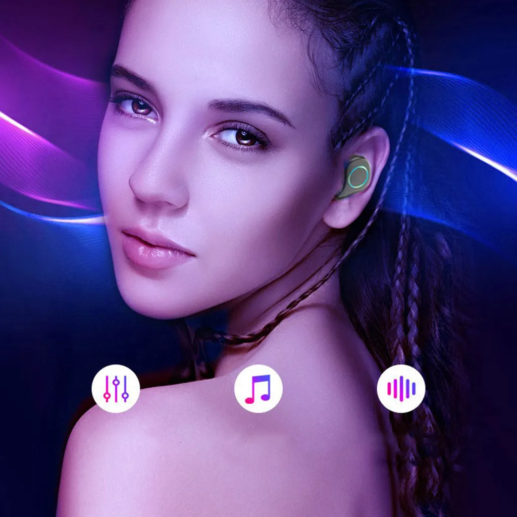 Bluetooth наушники мини Близнецы истинные Беспроводные спортивные наушники BT 5,0 в ухо стерео наушники гарнитура с зарядным док-кабелем# D1