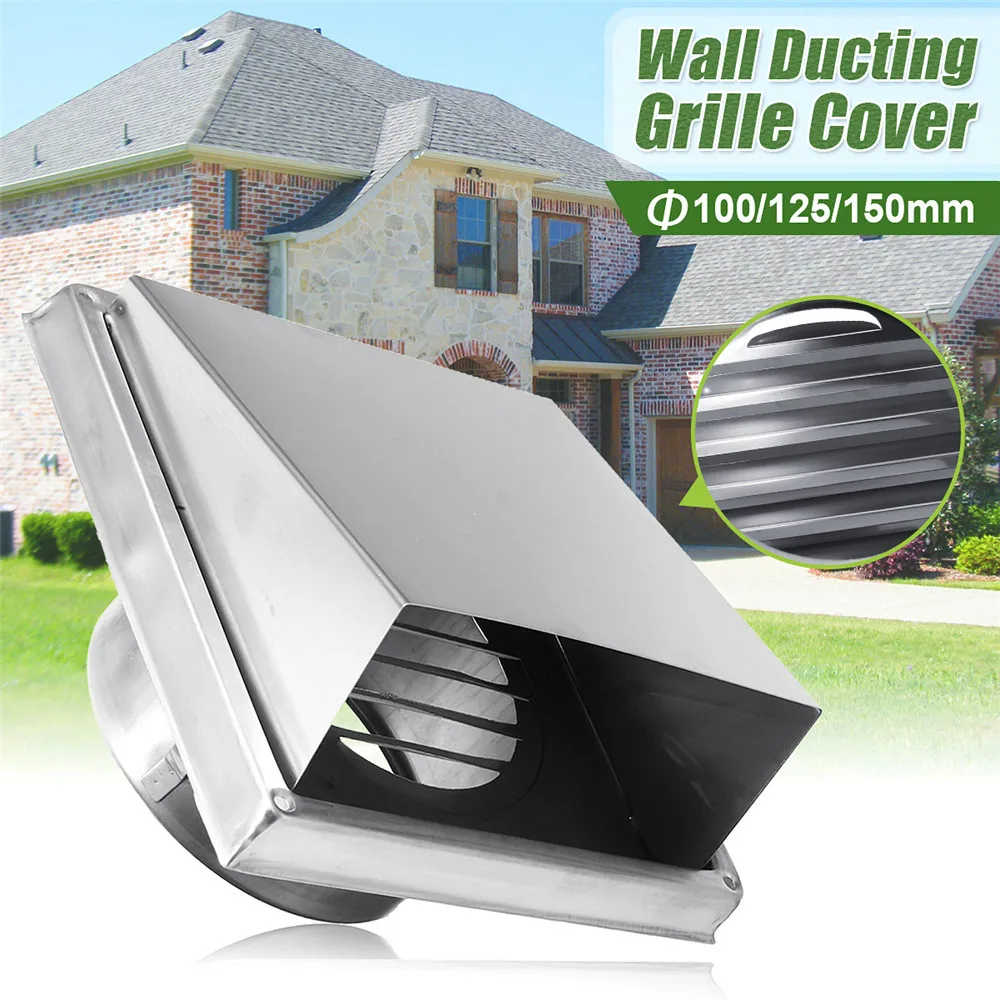 Tanie 304 ze stali nierdzewnej ściany Air Vent ekstrakt z zawór kratka przewody pokrywa wentylacja powietrza Outlet 100 125 150mm powietrza wentylacyjnej wentylator