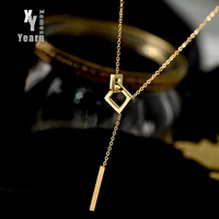 Design Sense Geometric Elements Square Buckle Stainless Steel Short Necklace Korean Fashion Jewelry Sexy Neck Chain For Woman