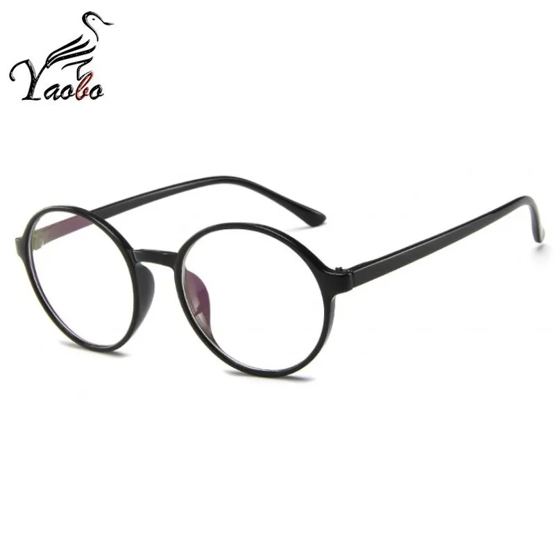 Круглые Женские очки, известный бренд, прозрачные компьютерные очки, оправа, черные очки, женские очки, ботаник, близорукость, прозрачные очки - Цвет оправы: BRIGHT BLACK
