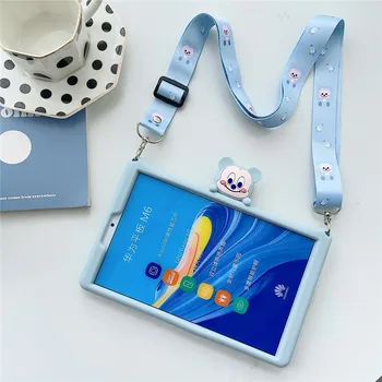 

Silicone Stand Cover with Strap for Huawei M6 10.8 inch 2019 Cute Cartoon Cover Case for Huawei M5 10.1 Matepad 10.4 pro 10.8