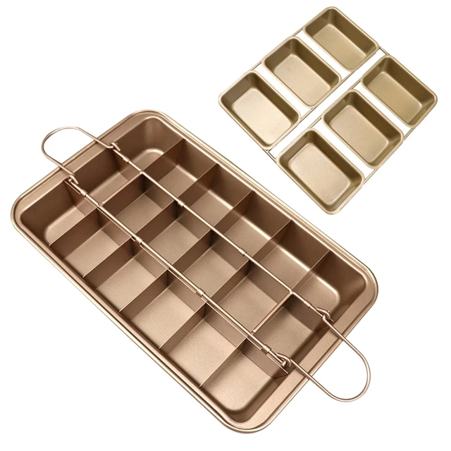 18 Grids Built-in Slicer Brownie Baking Pan High Carbon Steel Brownie  Non-stick Cake Baking Pans Tray Kitchen Bakeware Tools - Baking Dishes &  Pans - AliExpress