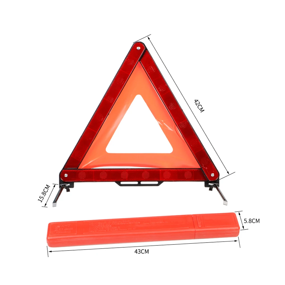 

Car Emergency Breakdown Warning Triangle Red Reflective Safety Hazard Car Tripod Folded Stop Sign Reflector cinta reflectante