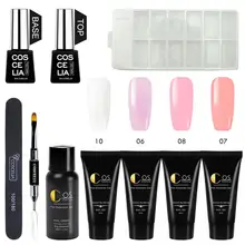 Маникюрный набор COSCELIA, 30 мл, полигель, набор для нейл-арта, 4 шт., удлиняющий гель, верхнее покрытие, Базовое покрытие для маникюра Кончиков Ногтей, инструменты