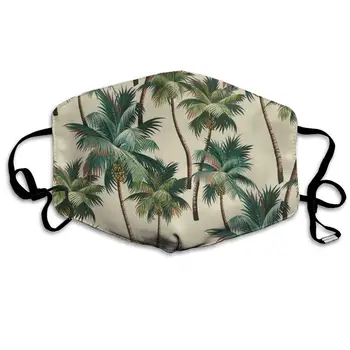 

Palm Tree Washable Reusable Mask, Cotton Anti Dust Half Face Mouth Mask For Kids Teens Men Women With Adjustable Ear Loops