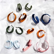 AOMU простые Многослойные матовые металлические с-образные цветные геометрические Круглые ретро Висячие серьги для женщин подарок для девушек ювелирное изделие подвеска