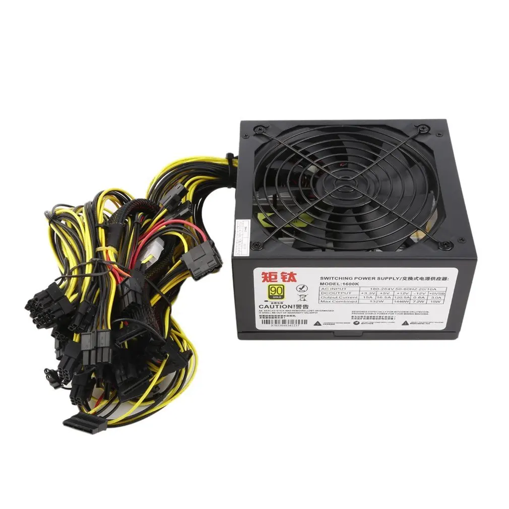 1600 Вт источник питания для 6GPU Eth Rig эфириума монета Майнер выделенный 90 золота Высокая эффективность Стабильная производительность