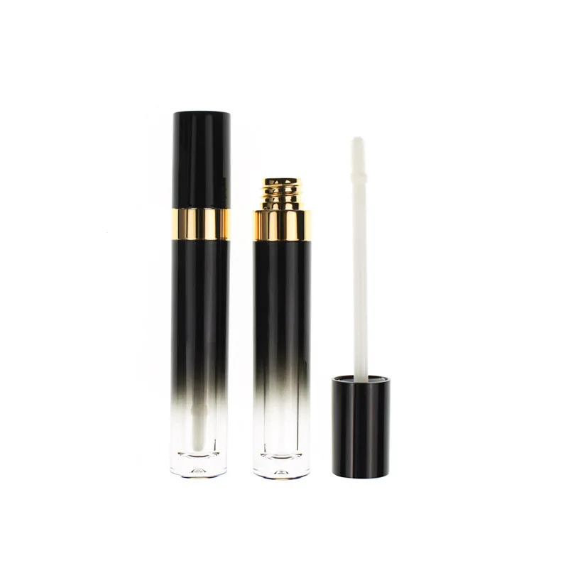 Wholesale 5ml luxury Black gold Round Lip Gloss Container Custom