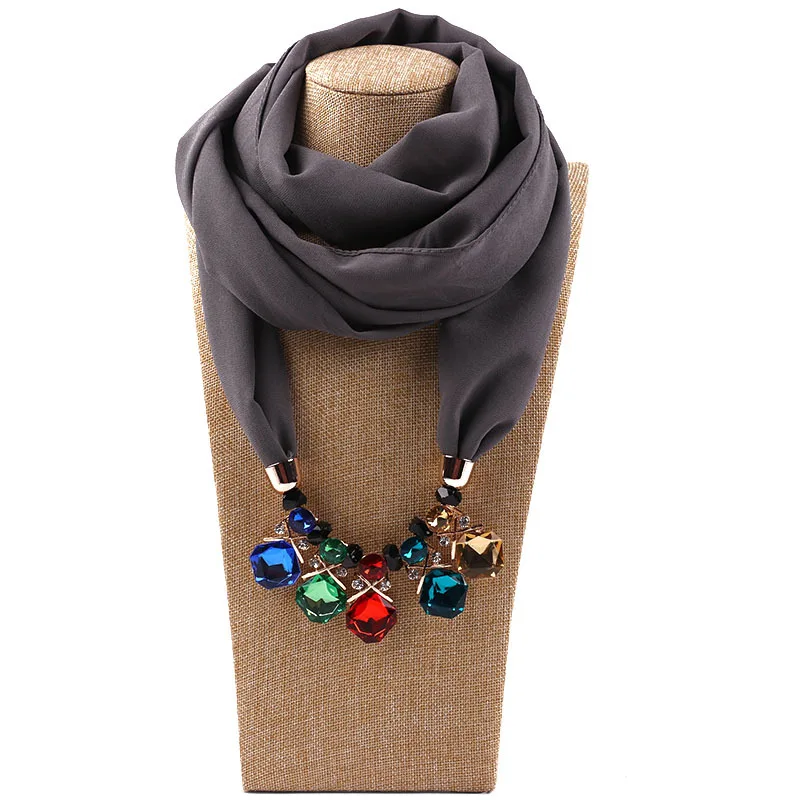 H490c9791d7494ad6aa5592368ba365c9h Elegant Girl Beads Necklace Pendant Ring Scarf Multi-style Lady Chiffon Solid Scarf Hijabs Muslim Head Scarve Turban Accessories Mallzona