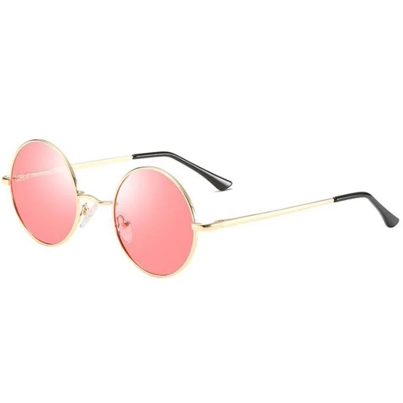 Gold Ocean Pink RBENN металлические круглые поляризованные солнцезащитные очки для мужчин и женщин, винтажные стимпанк Солнцезащитные очки, мужские очки для вождения, зеркальные UV400 - Цвет линз: Gold Ocean Pink