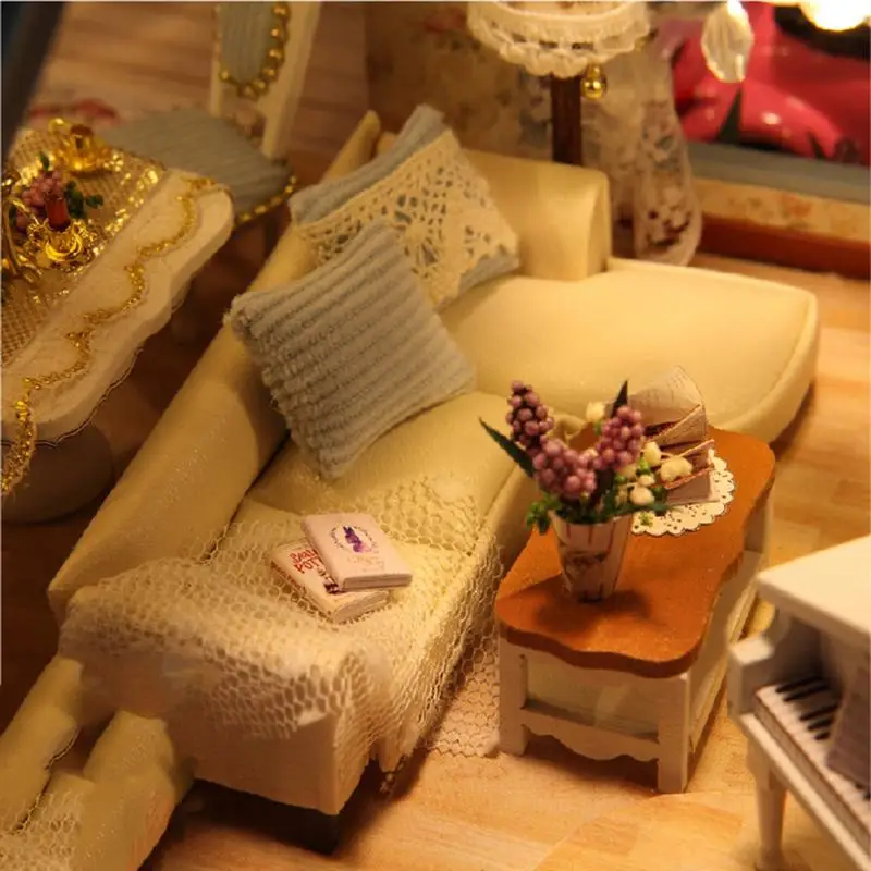 DIY Вилла Прованс лаванда деревянный светодиодный миниатюрный романтический дом вилла модель для студентов влюбленных, друзей DIY Дом