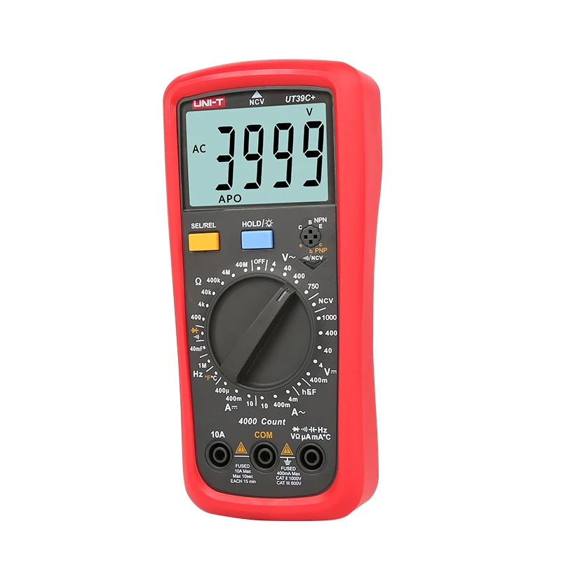 UNI-T UT39C+ LCD Digital Multimeter DC/AC Voltage Current Meter NCV Capacitance Resistance Diode Tester Voltmeter Ammeter