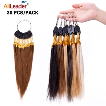 

Alileader New High Quality 30Pcs/Set Human Virgin Hair Color Rings 6Color Available Salon Hair Color Sample Chart Swatches Rings
