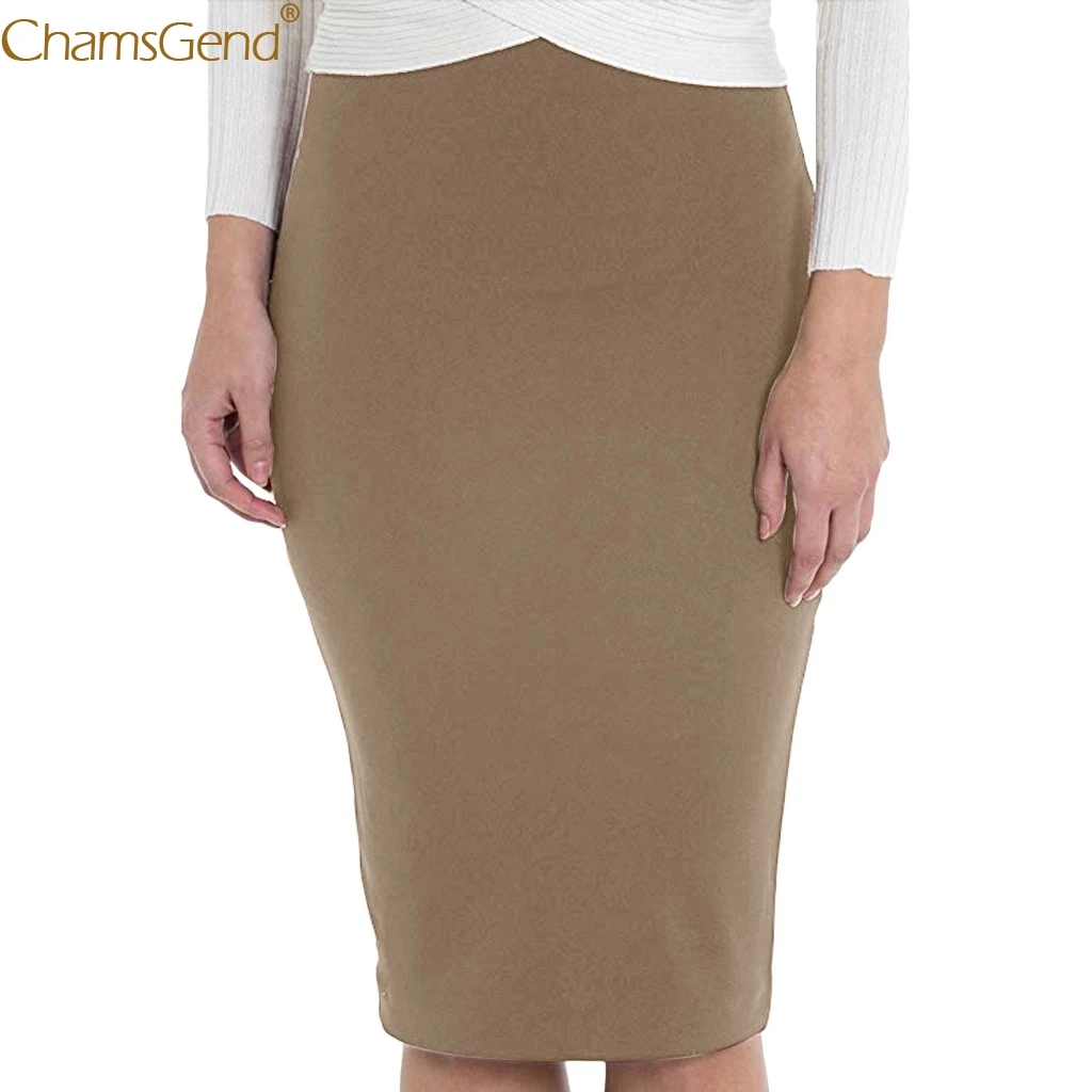 

Skirts Womens Midi Skirt Elastic Waist Stretch Bodycon Solid Summer Style Pencil Skirt High Waist Vintage Elegant Bodycon Jul