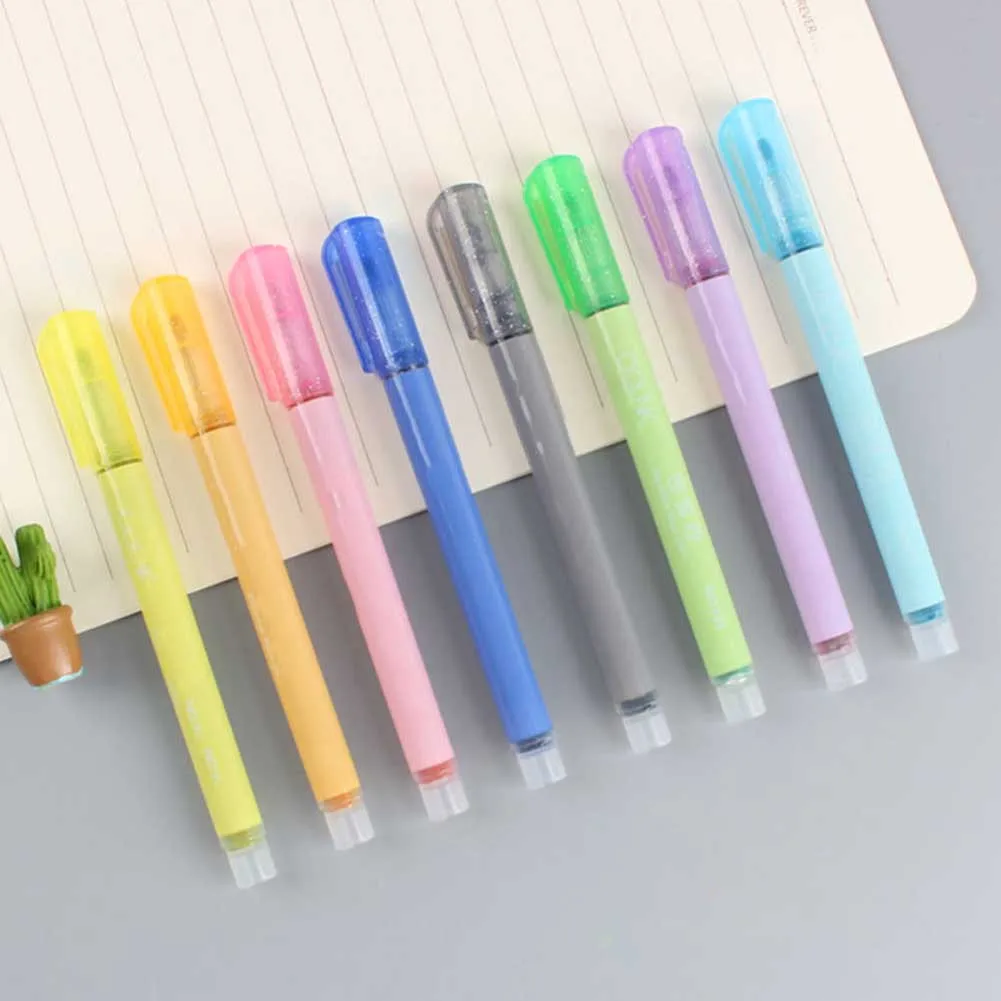 

8 Color Highlighter Home Outline Smooth Stationery Portable Drawing Office School Double Line Student Card Writing Marker Pen