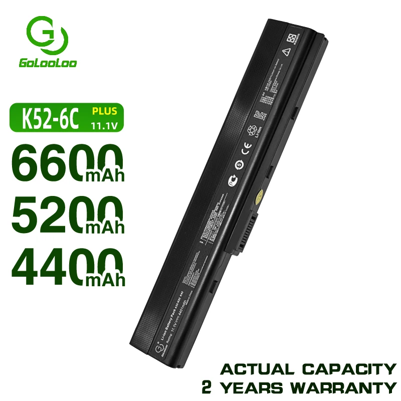 Golooloo 4400 мА/ч 11 1 v Батарея A32-K52 для Asus A41-K52 A42-K52 K52F X52J A52J A52F K52D K52DR K52J K52JC K52JE K52N K42JB |