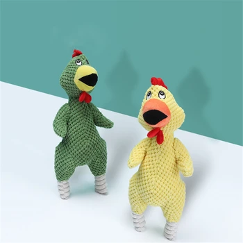 

Dog Chew Screaming Chicken Cute Plush Squeak Toy Durable Pet Cat Interactive Biting Fleece Squeaker Toys Puppy Molar Sound Dolls