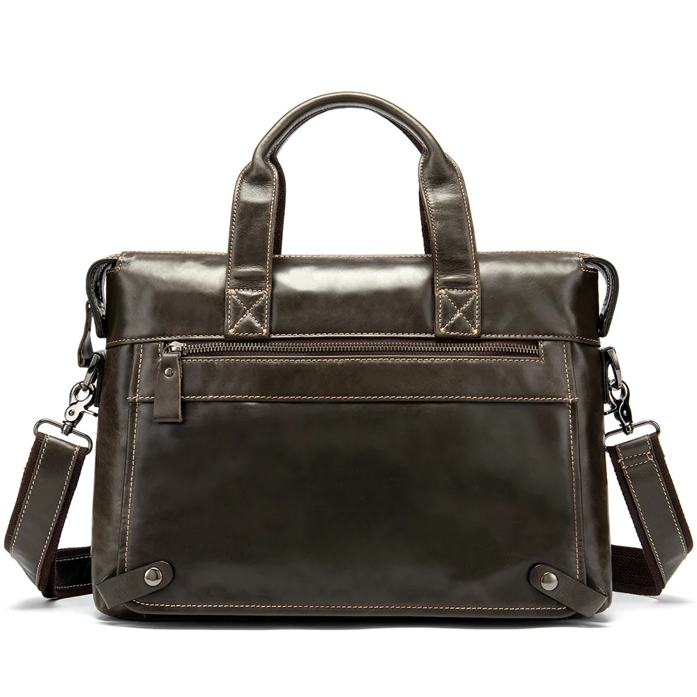 Genuine Leather Laptop Bag Business Briefcase Man Casual Shoulder Messenger Bag men's Handbag Cross Section Laptop Bag 14 Inch