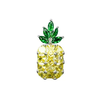 

Cubic Zirconia Cute Pineapple Shape fruit brooch pin Creative gifts for kids and ladies Party Jewelry