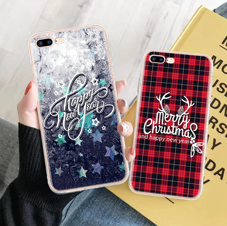 Чехол для телефона с надписью &quotMerry Christmas&quot iPhone X 5 5S SE 5C 4 4S мягкий чехол из ТПУ 7 Plus
