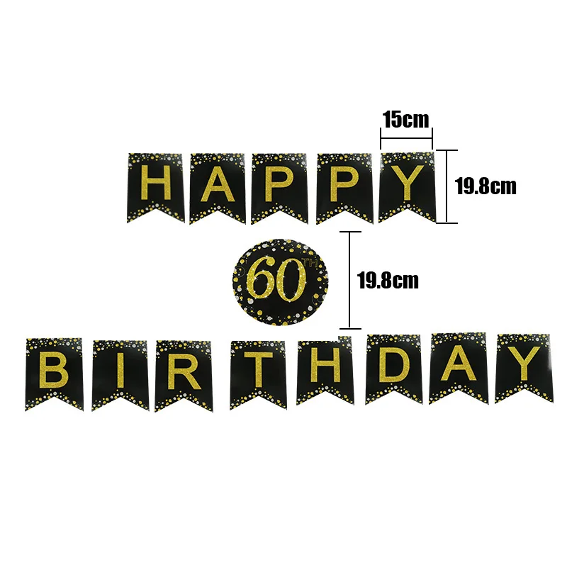 LINVIERLOVE черного и золотого цвета 21st 30th 40th 50th 60th баннера для дня рождения, свадьбы бумажные флаги вечерние Декор поставки