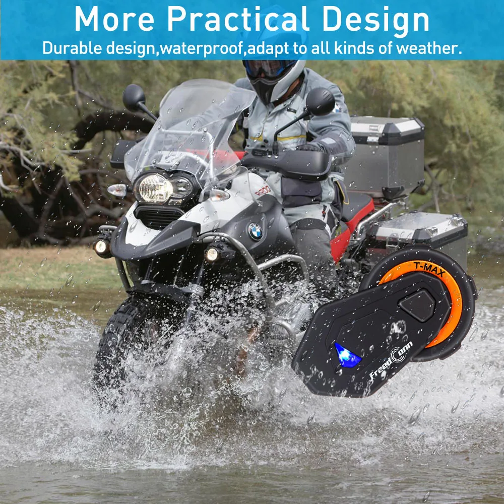 Оригинальный FreedConn T MAX Moto rcycle Шлем Интерком Bluetooth гарнитура беспроводная BT