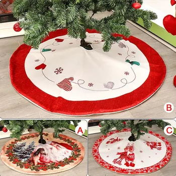 

48 Inch Christmas Tree Skirt Invisible Nylon Clasp Xmas Apron Decoration Shopping Mall Hotel Home Joulukuusen hame H99F