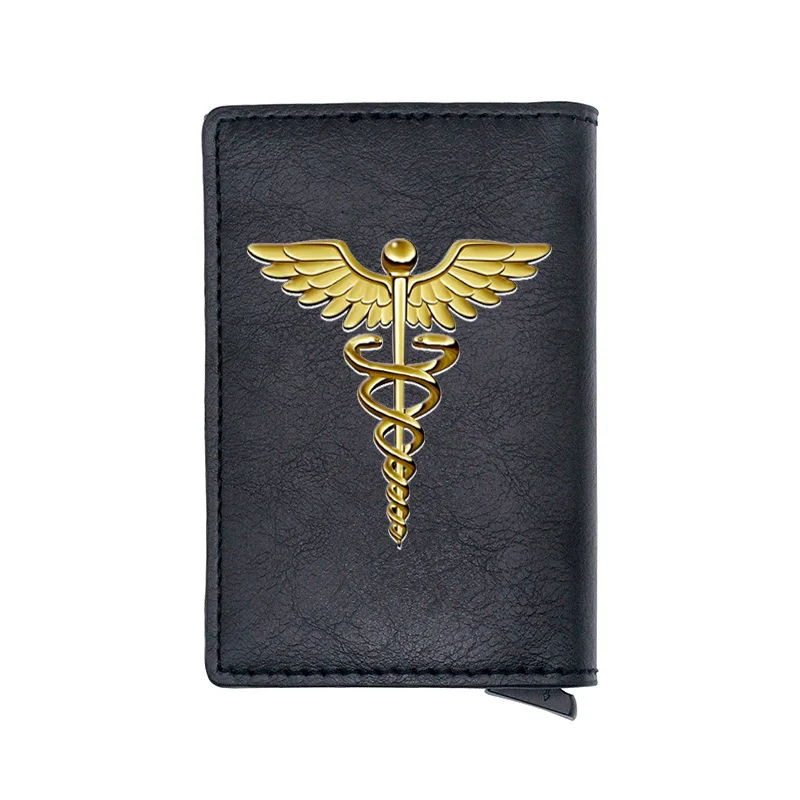 Кожаный кошелек с изображением символа аптеки Caduceus цифровой печатью для мужчин и