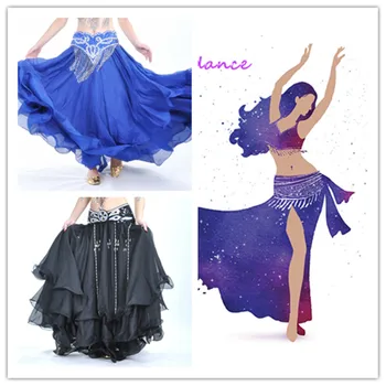

Three-tier Skirt Three-tier Chiffon Curling Belly Dance High-end Skirt without Waist Belt 12 colors Belly Dance skirt