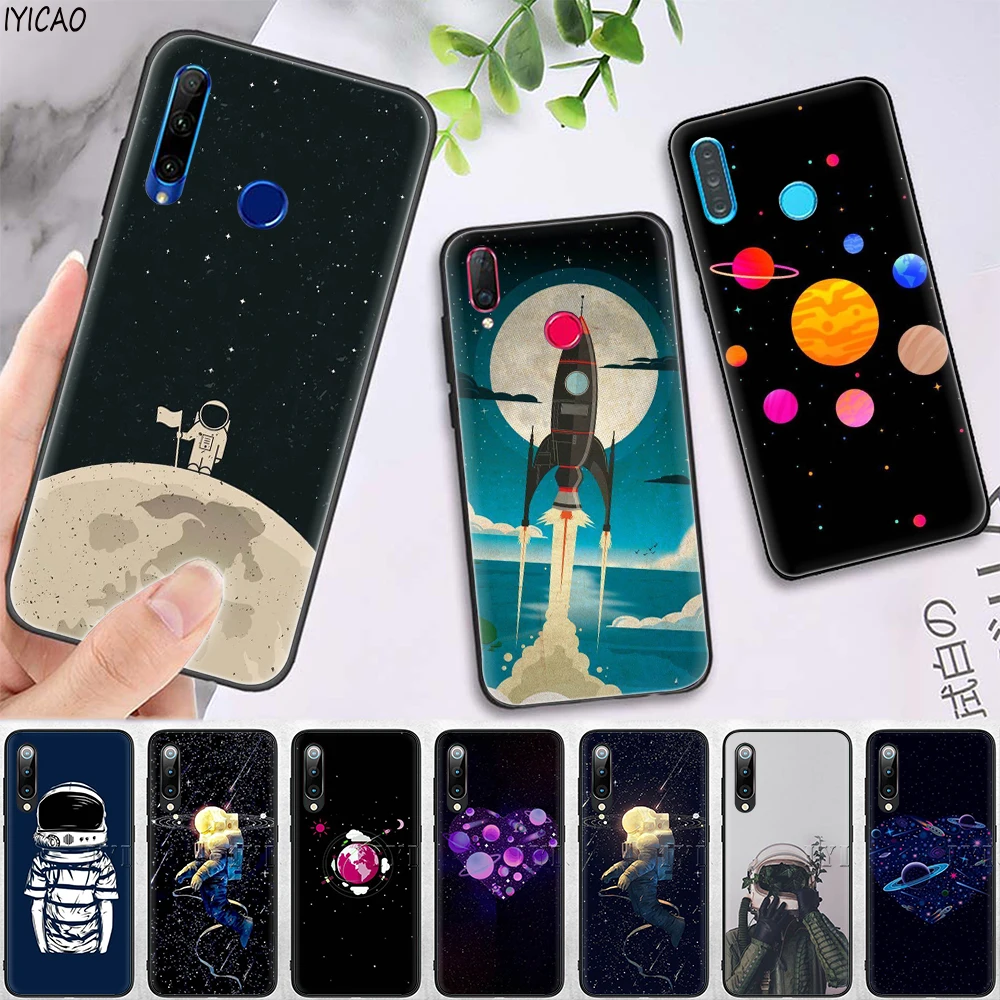 IYICAO Космос Луна астронавт мягкий чехол для Huawei Honor 6A 7X 8A 8X 8C 8 9 10 Lite 20 9X V30 30 7A Pro 20S вид