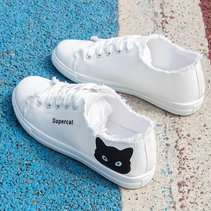 

Spring And Autumn Canvas Shoes WOMEN'S Shoes Children Students Korean-style Versatile Casual Breathable White Shoes Summer Flat